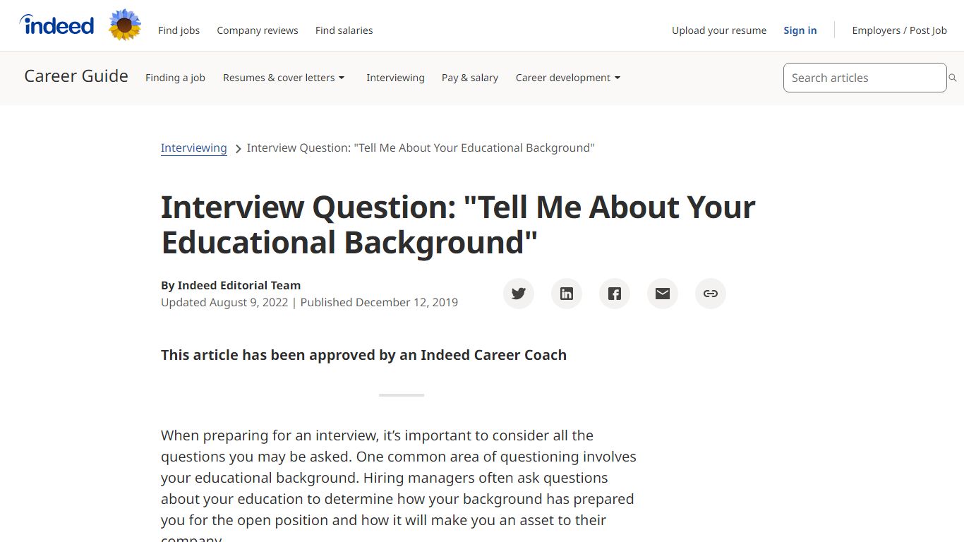 Interview Question: "Tell Me About Your Educational Background"